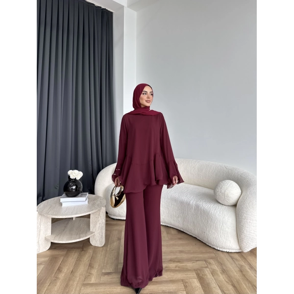 Hew - Eldar Şifon Takım - Bordo - BAYRAMDAN SONRA 10-15 İŞ GÜNÜ İÇİNDE GELİCEKTİR
