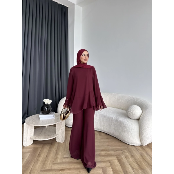 Hew - Eldar Şifon Takım - Bordo - BAYRAMDAN SONRA 10-15 İŞ GÜNÜ İÇİNDE GELİCEKTİR
