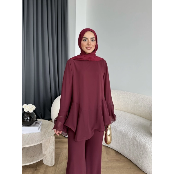 Hew - Eldar Şifon Takım - Bordo - BAYRAMDAN SONRA 10-15 İŞ GÜNÜ İÇİNDE GELİCEKTİR