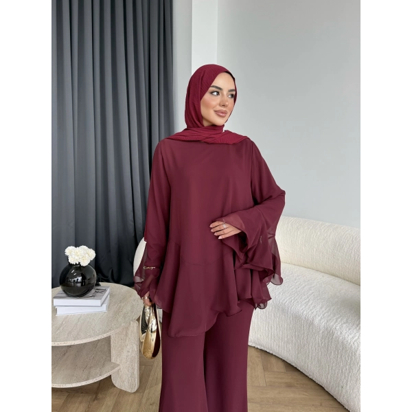Hew - Eldar Şifon Takım - Bordo - BAYRAMDAN SONRA 10-15 İŞ GÜNÜ İÇİNDE GELİCEKTİR