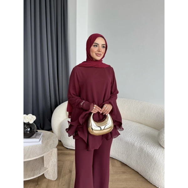 Hew - Eldar Şifon Takım - Bordo - BAYRAMDAN SONRA 10-15 İŞ GÜNÜ İÇİNDE GELİCEKTİR