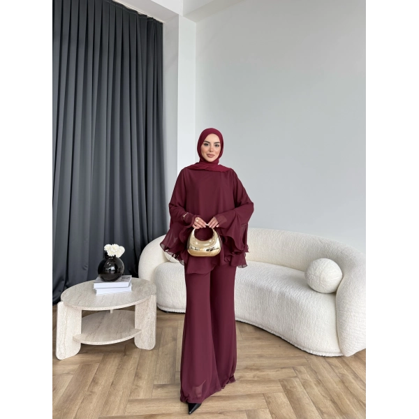 Hew - Eldar Şifon Takım - Bordo - BAYRAMDAN SONRA 10-15 İŞ GÜNÜ İÇİNDE GELİCEKTİR