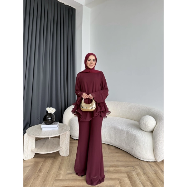 Hew - Eldar Şifon Takım - Bordo - BAYRAMDAN SONRA 10-15 İŞ GÜNÜ İÇİNDE GELİCEKTİR