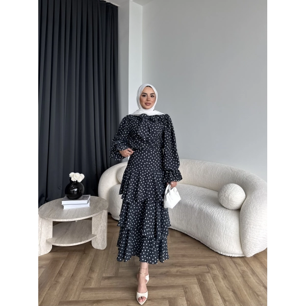 Tb - Ponpon Kat Kat Etekli Takım - Siyah