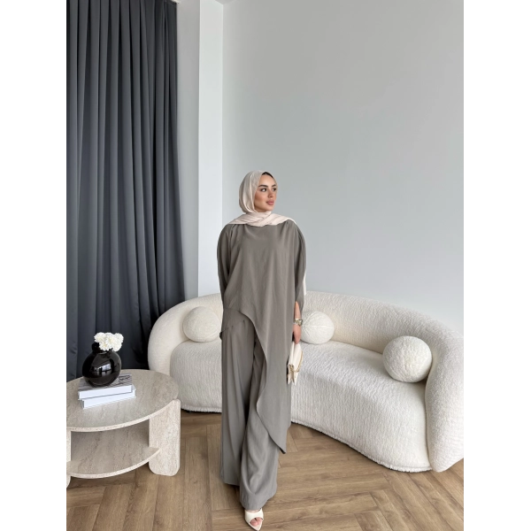 Bel - Tayla Asimetrik Şallı Takım - Yeşil