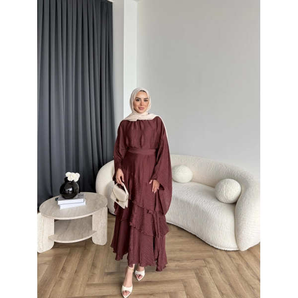 Tb - Gezce Kat Kat Etekli Takım - Bordo