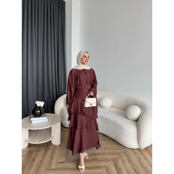 Tb - Gezce Kat Kat Etekli Takım - Bordo