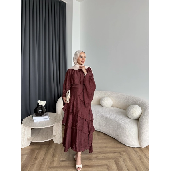 Tb - Gezce Kat Kat Etekli Takım - Bordo