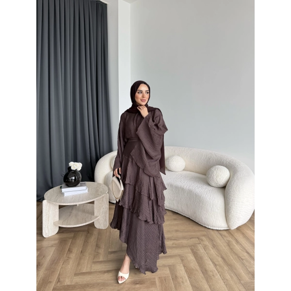 Tb - Gezce Kat Kat Etekli Takım - Kahve