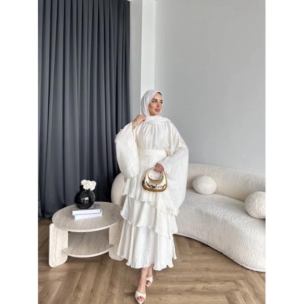 Tb - Gezce Kat Kat Etekli Takım - Ekru