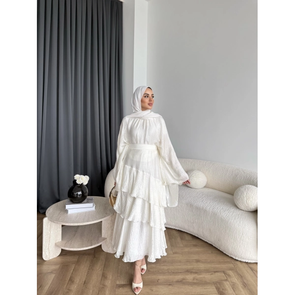 Tb - Gezce Kat Kat Etekli Takım - Ekru