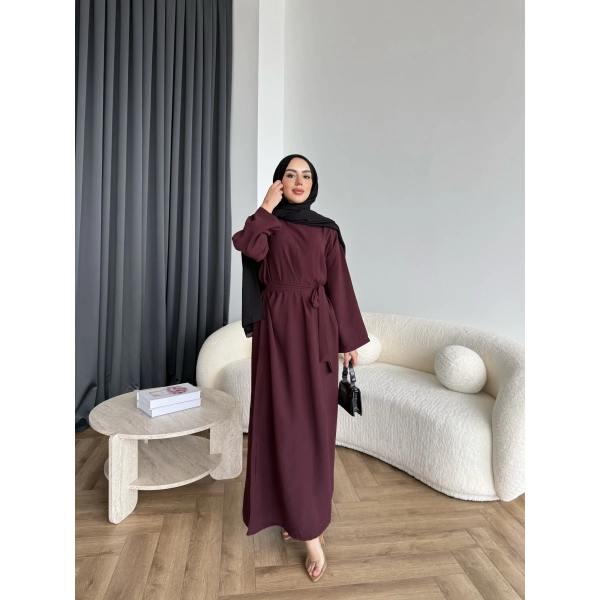 Adeny Krep Kumaş Elbise - Bordo