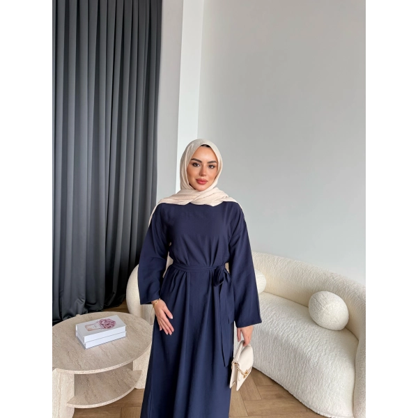Adeny Krep Kumaş Elbise - Lacivert
