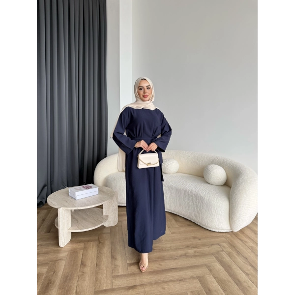 Adeny Krep Kumaş Elbise - Lacivert