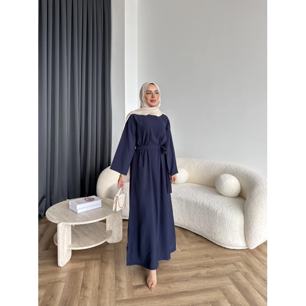 Adeny Krep Kumaş Elbise - Lacivert