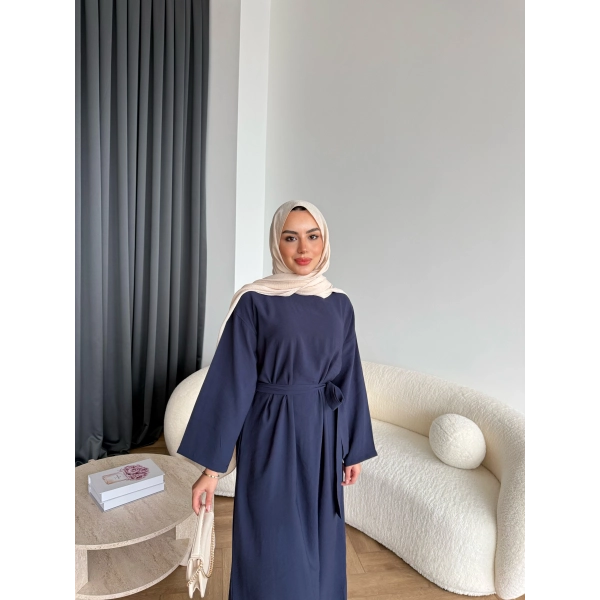 Adeny Krep Kumaş Elbise - Lacivert