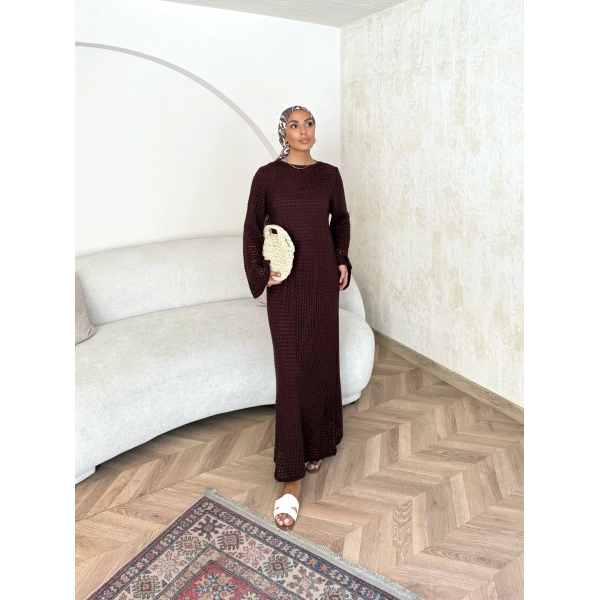 Ajur Elbise - Bordo