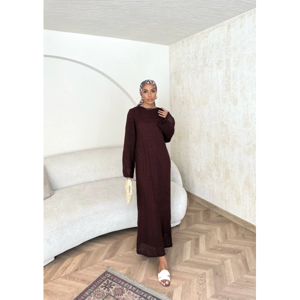Ajur Elbise - Bordo