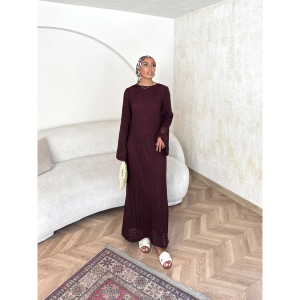 Ajur Elbise - Bordo