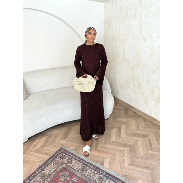 Ajur Elbise - Bordo