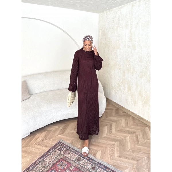 Ajur Elbise - Bordo