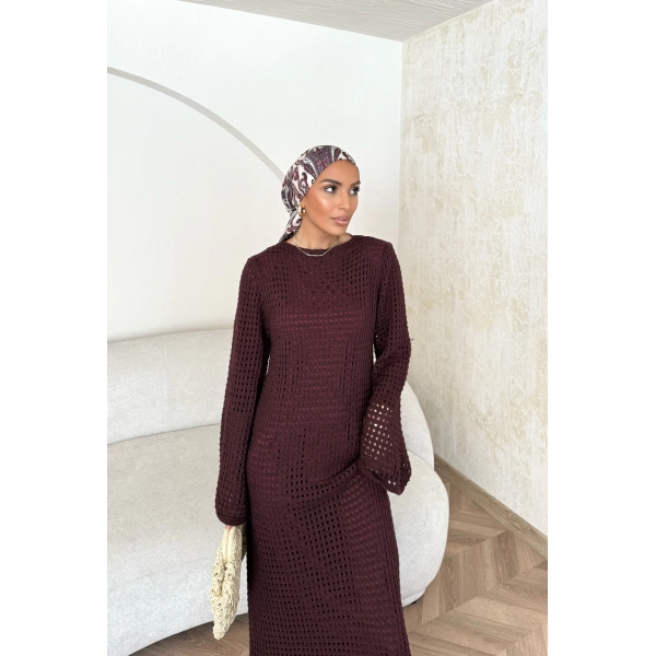 Ajur Elbise - Bordo