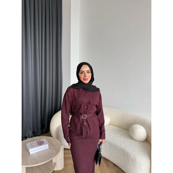 Alvina İndirimli Takım - Bordo