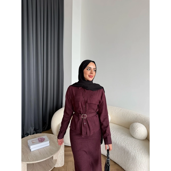 Alvina İndirimli Takım - Bordo