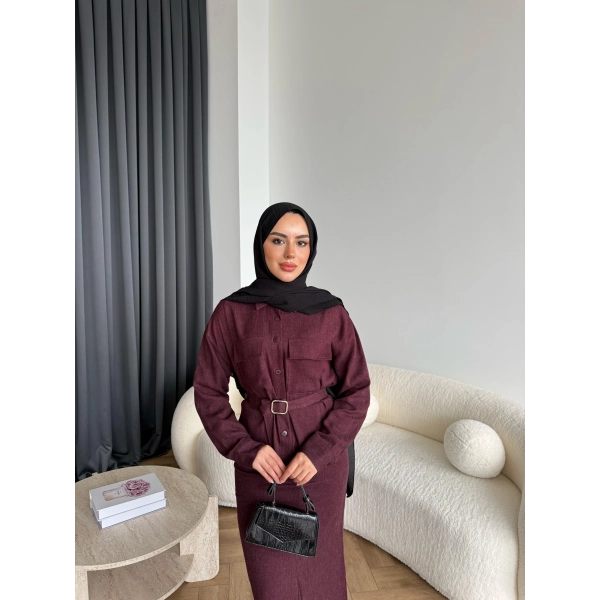 Alvina İndirimli Takım - Bordo