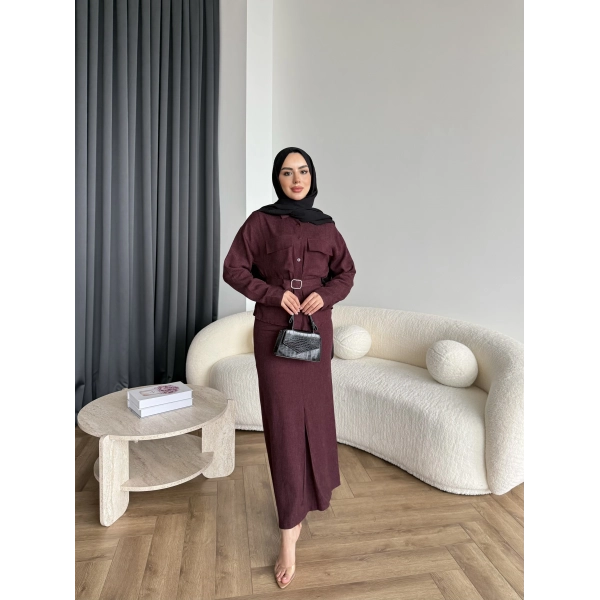 Alvina İndirimli Takım - Bordo