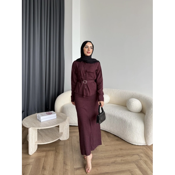 Alvina İndirimli Takım - Bordo