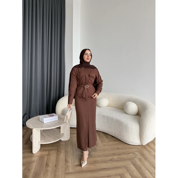 Alvina İndirimli Takım - Kahve