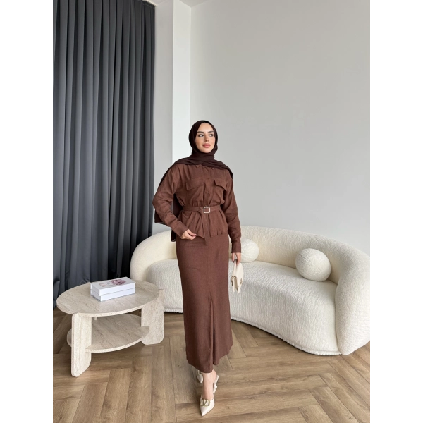 Alvina İndirimli Takım - Kahve