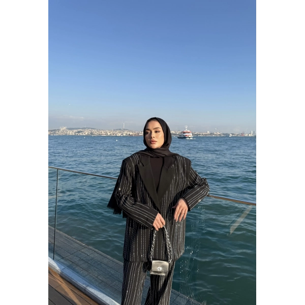 Asil Pırlanta Ceketli Takım - Siyah