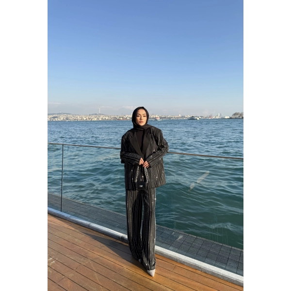 Asil Pırlanta Ceketli Takım - Siyah