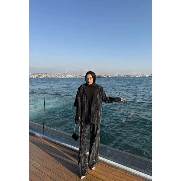Asil Pırlanta Ceketli Takım - Siyah