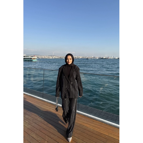 Asil Pırlanta Ceketli Takım - Siyah