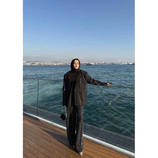 Asil Pırlanta Ceketli Takım - Siyah