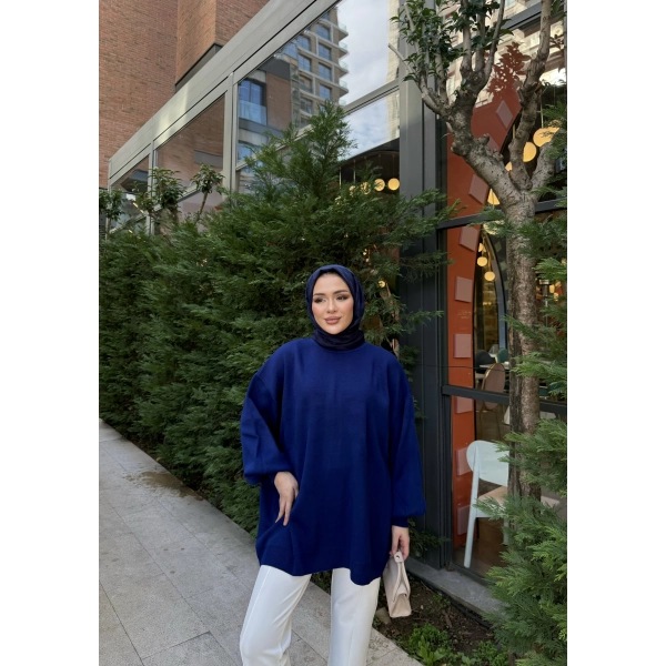 Balon Kol Triko Kazak - Lacivert