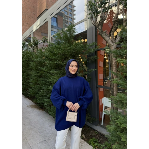 Balon Kol Triko Kazak - Lacivert