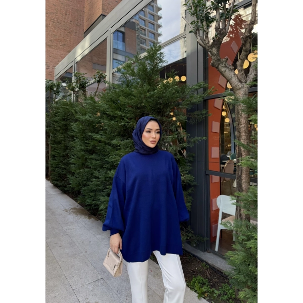 Balon Kol Triko Kazak - Lacivert