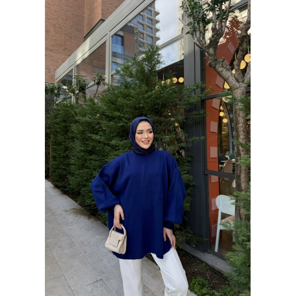 Balon Kol Triko Kazak - Lacivert