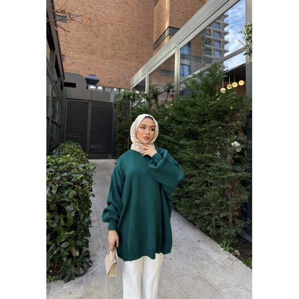 Balon Kol Triko Kazak - Yeşil