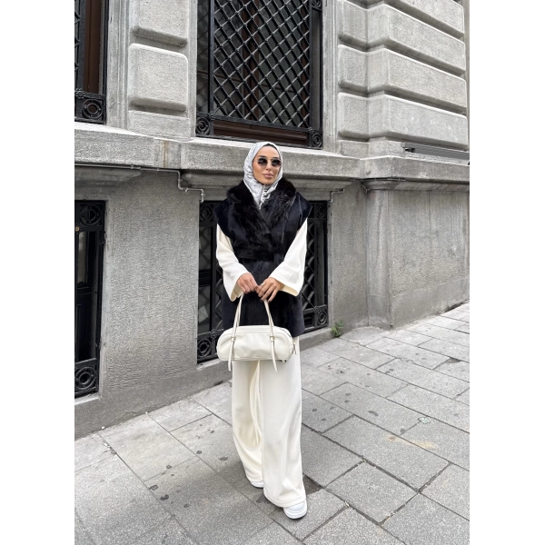 Baslin Kürk Yelek - Siyah