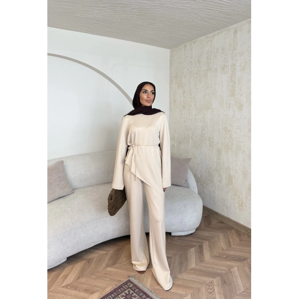 Bedal Asimetrik Modal Takım - Bej