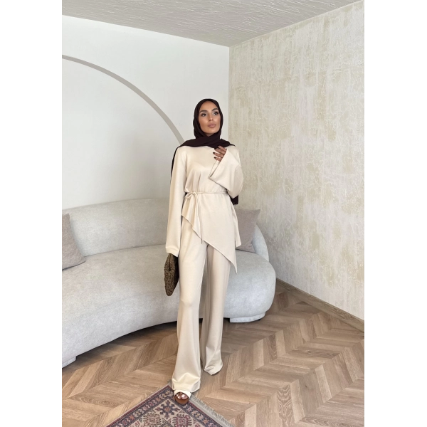 Bedal Asimetrik Modal Takım - Bej