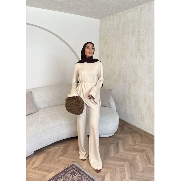 Bedal Asimetrik Modal Takım - Bej