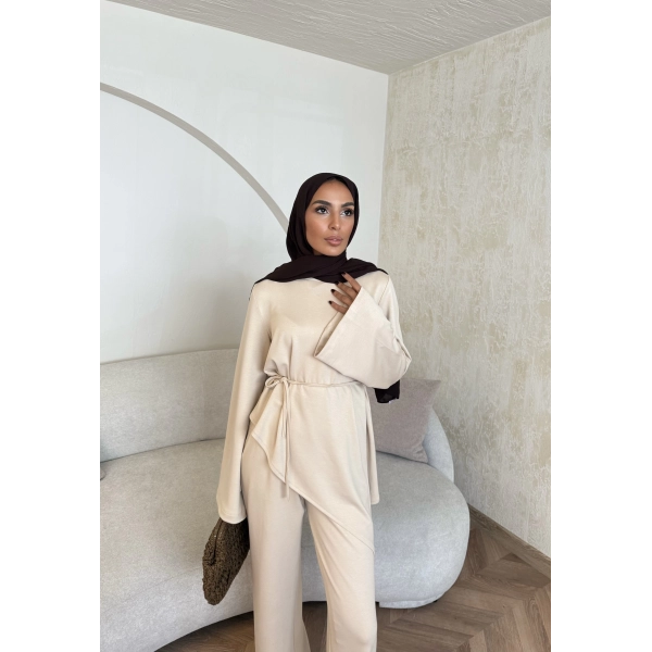 Bedal Asimetrik Modal Takım - Bej