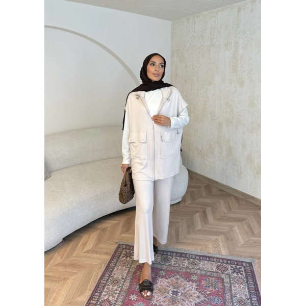 Bluen Yelekli Takım - Bej