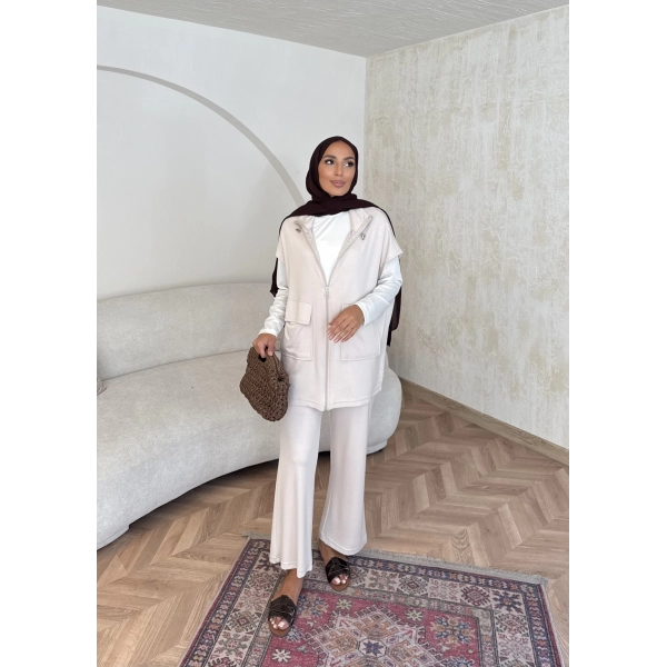 Bluen Yelekli Takım - Bej